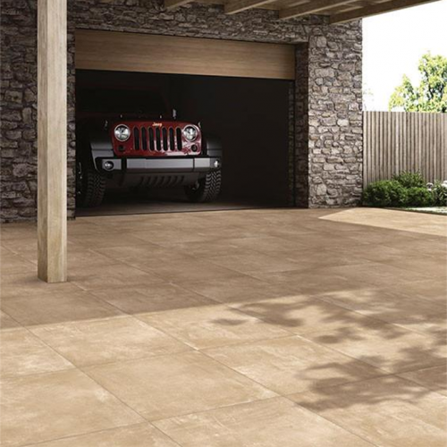 Oprit van beige betonlook tegels